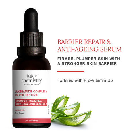 Buy Juicy Chemistry 3% Ceramide Complex + Copper Peptide Serum, 30 ml | Barrier Repair & Anti-Ageing Face Serum | Smoothens Fine Lines & Wrinkles | Strenghtens Skin Barrier | Boosts Collagen | Glowing Skin | Dermatologically Tested-Purplle
