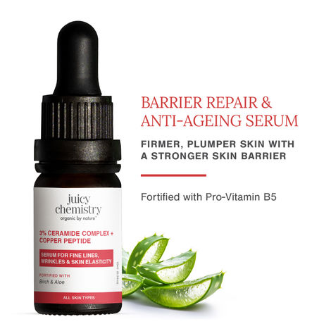Buy Juicy Chemistry 3% Ceramide Complex + Copper Peptide Serum, 10 ml | Barrier Repair & Anti-Ageing Face Serum | Smoothens Fine Lines & Wrinkles | Strenghtens Skin Barrier | Boosts Collagen | Glowing Skin | Dermatologically Tested-Purplle