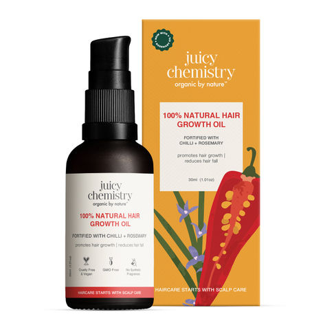 Buy Juicy Chemistry 100% Natural Hair Growth Oil Fortified with Chilli & Rosemary, 30 ml | Strengthens, Nourishes & Promotes Hair Growth | Organic Hair Care | For Men & Women-Purplle