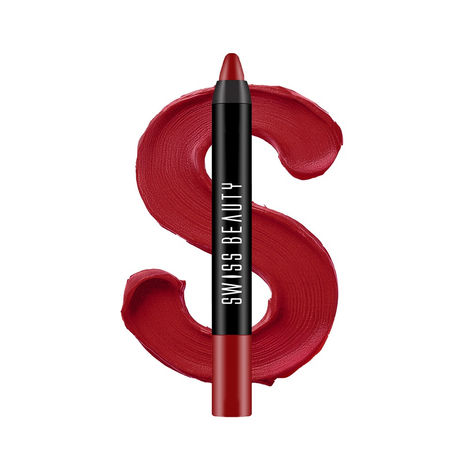 Buy Swiss Beauty Stay Maxx Lip Crayon | 12-Hour Stay | Waterproof | Smudge-Proof | Matte Finish | Hydrating Formula - Smoke Red 3.5 gm-Purplle