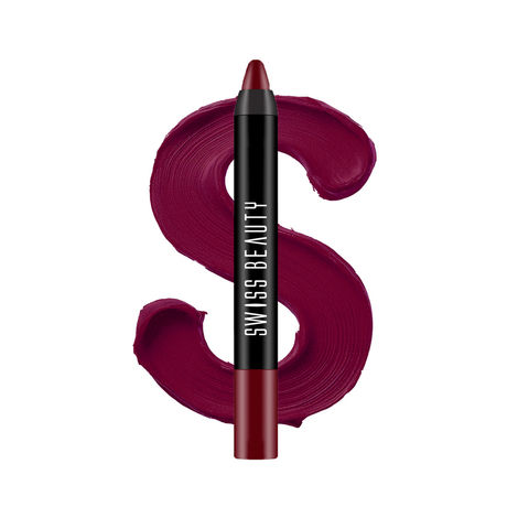 Buy Swiss Beauty Stay Maxx Lip Crayon | 12-Hour Stay | Waterproof | Smudge-Proof | Matte Finish | Hydrating Formula - Bloodshot Maroon 3.5 gm-Purplle