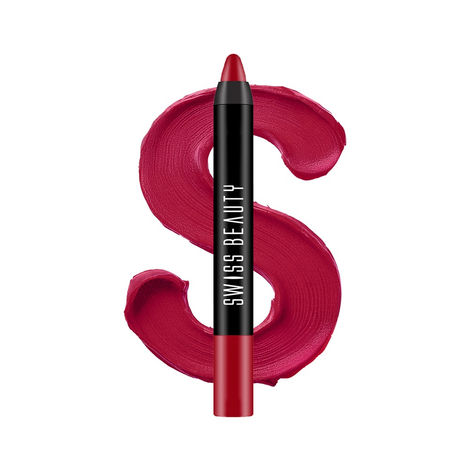 Buy Swiss Beauty Stay Maxx Lip Crayon | 12-Hour Stay | Waterproof | Smudge-Proof | Matte Finish | Hydrating Formula - Pink Rose 3.5 gm-Purplle