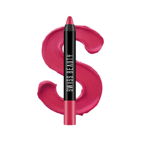 Buy Swiss Beauty Stay Maxx Lip Crayon | 12-Hour Stay | Waterproof | Smudge-Proof | Matte Finish | Hydrating Formula - Fuchsia Pink 3.5 gm-Purplle