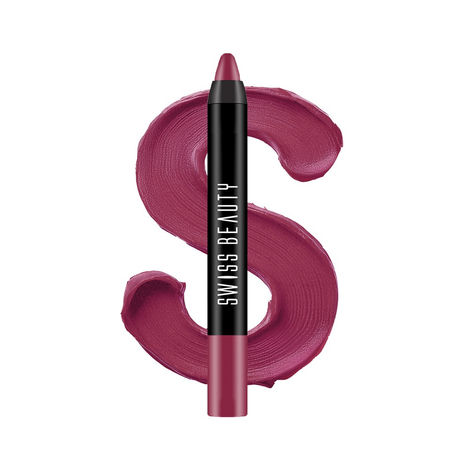 Buy Swiss Beauty Stay Maxx Lip Crayon | 12-Hour Stay | Waterproof | Smudge-Proof | Matte Finish | Hydrating Formula - Burgundy 3.5 gm-Purplle