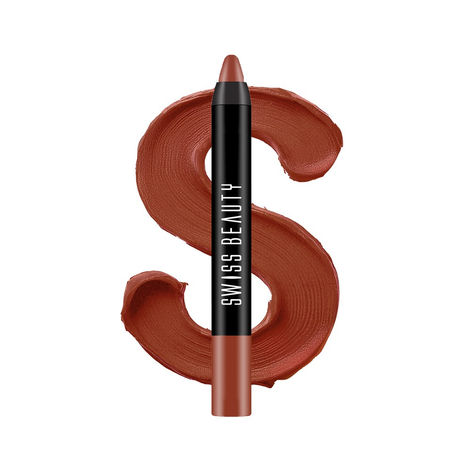 Buy Swiss Beauty Stay Maxx Lip Crayon | 12-Hour Stay | Waterproof | Smudge-Proof | Matte Finish | Hydrating Formula - Brownie Point 3.5 gm-Purplle