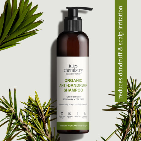 Buy Juicy Chemistry Organic Anti-Dandruff Shampoo Fortified with Rosemary & Tea Tree, 200 ml | Reduces Itchy Scalp & Flakiness | Gentle, Natural Hair Care-Purplle