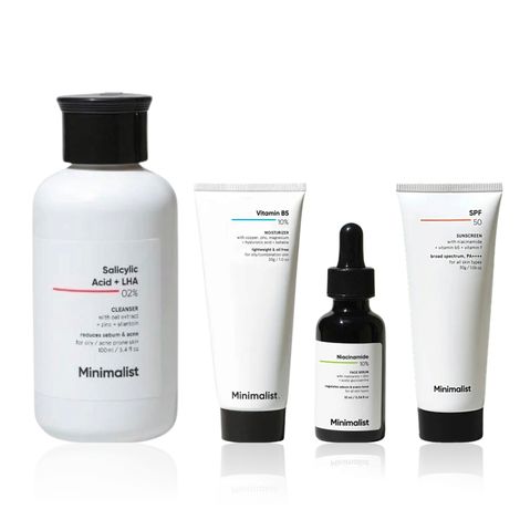Buy Minimalist CSMS Travel Kit : (Cleanser 100 ml + Niacinamide Serum 10 ml + Moisturizer 30 gm+ Sunscreen 30 gm) Combo of 4-Purplle