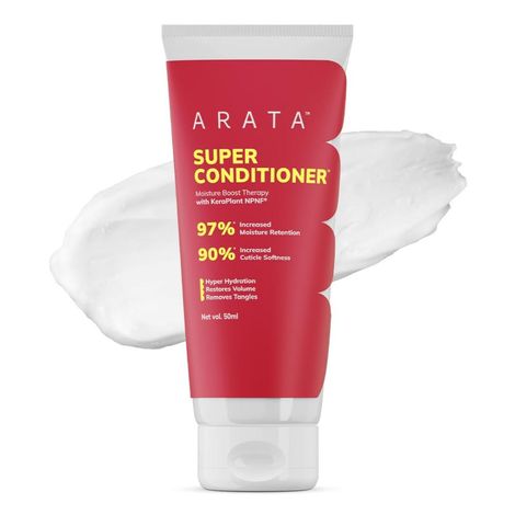 Buy Arata Super Conditioner For Frizzy Hair | Increases Hydration by 97%,Softness by 90% | With Keratin & Rice Water for Smooth, Shiny Hair | Hair Conditioner for Women & Men | For All Hair Types | 50 ml-Purplle