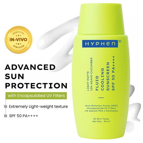 Buy Hyphen Fluid Cooling Sunscreen SPF 50 PA++++ | Ultra Lightweight & Longlasting Protection | Non-greasy, Fast Absorbing | For Men & Women- 50 ml-Purplle