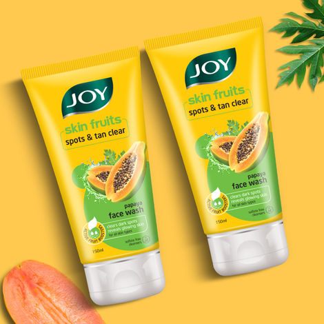 Buy Joy De Tan Papaya Face Wash For Dark Spots, Tan & Dead Skin Removal (150 ml x2) | Enriched with Vitamin C & Vitamin A | Suitable for All Skin Types - Pack of 2-Purplle