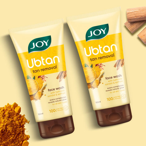 Buy Joy Ubtan tan removal Face Wash - (150 ml x 2) | Enriched with Turmeric, Saffron & Sandal | Suitable for All Skin Types - Pack of 2-Purplle