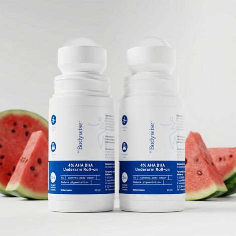 Buy Be Bodywise 4% Aha Bha Underarm Roll On | Controls Odour & Reduces Pigmentation | 0% Alcohol & 0% Aluminium | Watermelon Fragrance (50 ml X 2)-Purplle
