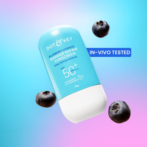 Buy Dot & Key Blueberry Hydrate Barrier Repair Sunscreen SPF 50+, PA++++ - With Hyaluronic & 5 Ceramides | In Vivo Tested Sunscreen All Skin Types with 7 UV Filters | 30 gm-Purplle