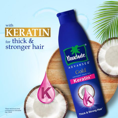 Buy Parachute Advansed Gold Keratin Coconut Hair Oil | Thick & Smooth Hair| No Paraben or Silicone | 300 ml-Purplle