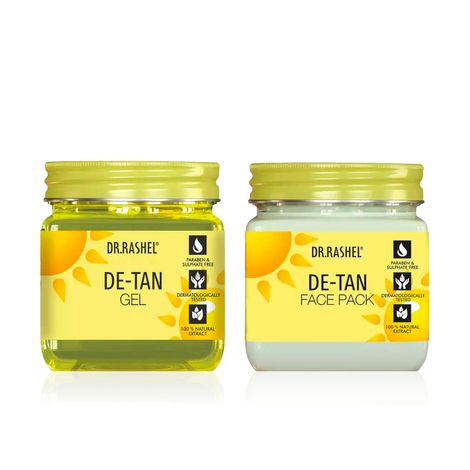 Buy Dr.Rashel Anti-Tanning De-Tan Gel + Face Pack Combo | Tan Removal & Brightening for All Skin Types | Cooling Hydration, Soothing Care & Even Skin Tone | Complete De-Tan Skincare Duo (380 ml + 380 ml) - Combo of 2-Purplle