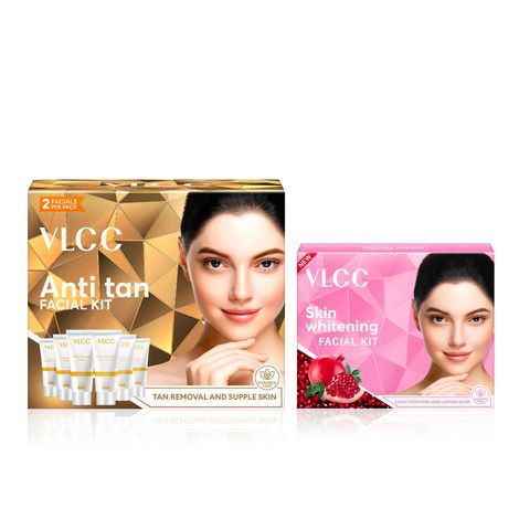 Buy VLCC Skin Whitening Facial Kit + Anti Tan Facial Kit Combo | Brightening & Tan Removal for All Skin Types | Deep Cleansing, Even Skin Tone & Radiant Glow | Salon-Like Skincare Facial Duo (25 gm + 60 gm) - Combo of 2-Purplle