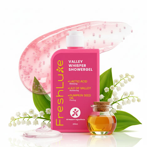 Buy FreshLuxe Valley Whisper Shower Gel & Body Wash | Infused with 1% Saligaurd PCG & Lactic Acid with Lily of the Valley | Brightening & Exfoliating | Reduces Dark Spots | Floral Scent | 200 ml-Purplle
