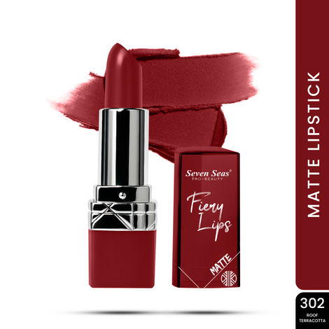 Buy Seven Seas Fiery Lips Matte Lipstick - 302-Roof Terracotta (3.5 gm) | Long Lasting Matte Lipstick | Intense Matte Finish-Purplle