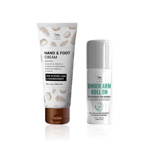 Buy TNW - The Natural Wash Underarm Roll-On 50 ml & Hand & Foot Cream 50 gm | Combo of 2-Purplle