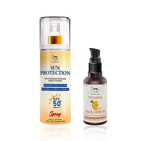 Buy TNW - The Natural Wash Vitamin C Skin Clearing Face Serum 30 ml & Sunscreen Spray SPF 50, 100 ml| Combo of 2-Purplle