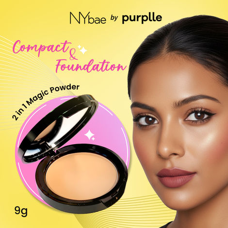 Buy NY Bae 2 in 1 Compact + Foundation Magic Powder – Lightweight & Blendable | Matte Finish | Wet & Dry Compact Use | Long-Lasting Oil Control & Coverage | Travel-Friendly Compact | Perfect for Daily Wear, Office & Party Looks | All Skin Types – 9 gm-Purplle