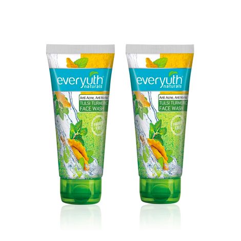 Buy Everyuth Naturals Tulsi & Turmeric Anti Acne Face Wash Pack of 2 | Fights Acne & Reduces Marks | Enriched with Tulsi & Turmeric for Clear, Pimple-Free & Glowing Skin | Skincare Duo (150 gm x 2)-Purplle