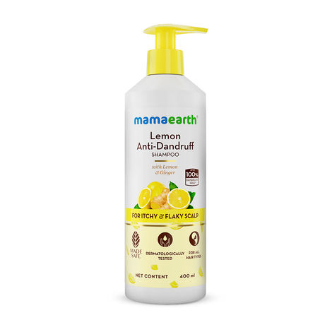 Buy Mamaearth Lemon Anti-Dandruff Shampoo with Lemon, ZPTO, Climbazole, Aloe Vera for Itchy & Flaky Scalp | Upto 100% Dandruff Reduction & 3X Softer Hair in 1 Wash | Soothes Scalp | Reduces Frizz | 400 ml-Purplle