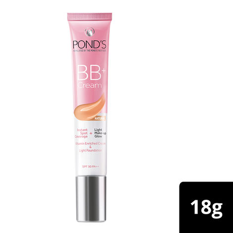 Buy Ponds BB+ Cream, Instant Spot Coverage + Light Make-up Glow, Natural 18 gm-Purplle