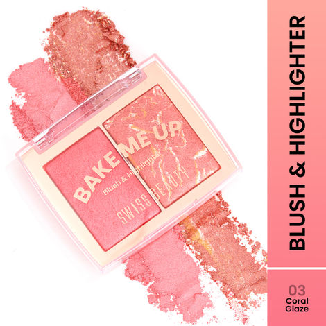 Buy Swiss Beauty Bake Me Up Blush & Highlighter | 2-In-1 Baked Formula - 12 gm, Coral Glaze-Purplle