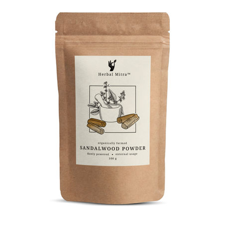 Buy Herbal Mitra Sandalwood Face Pack Powder 100 gm | Lightens Suntan, Dark Spots & Pigmentation | Prevents Acne Breakouts | Enriched with Chandan Powder for Glowing Skin & Tan Removal-Purplle