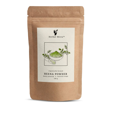 Buy Herbal Mitra Natural Henna Hair Colour Powder | Women & Men | For Shine & Nourish, Enriched Pure Heena | Paraben, Chemical & Sulphate Free | Eco-Friendly Paper Pouch (200 gm)-Purplle