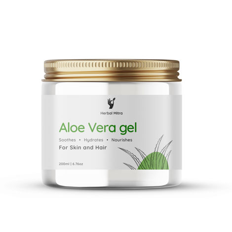 Buy Herbal Mitra Pure Aloe Vera Skin/Hair Gel 200 ml With Vitamin E | Natural Moisturizer | Hydrating, Moisturizing | Paraben, Silicone Free | For Both Men and Women (Pack of 1)-Purplle