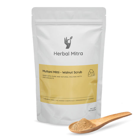 Buy Herbal Mitra Multani Mitti Face Scrub For DeTan Removal | Natural Cleanser | Deep Exfoliator | Blackhead - Whitehead Remover | Skin Purifying For Men & Women (100 gm)-Purplle