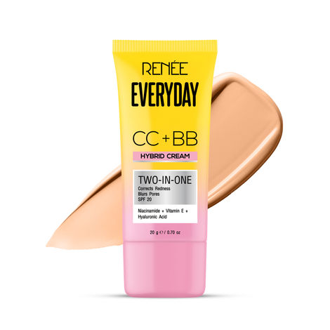 Buy RENEE Everyday CC + BB Hybrid Cream With SPF 20 | Corrects Redness, Blurs Pores, Refines Skin Tone, Hydrates Skin | With Hyaluronic Acid & Niacinamide | Lightweight, Buildable Coverage | 20 gm - Hot Coffee-Purplle