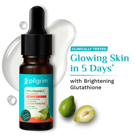 Buy Pilgrim 10% Vitamin C Serum for Triple Glow+++ Skin with 5% Niacinamide | Fades Dark Spots, Evens Skin Tone |For All Oily, Combination, Normal Skin | Anti Aging | Daily Radiance for Men & Women 10 ml-Purplle