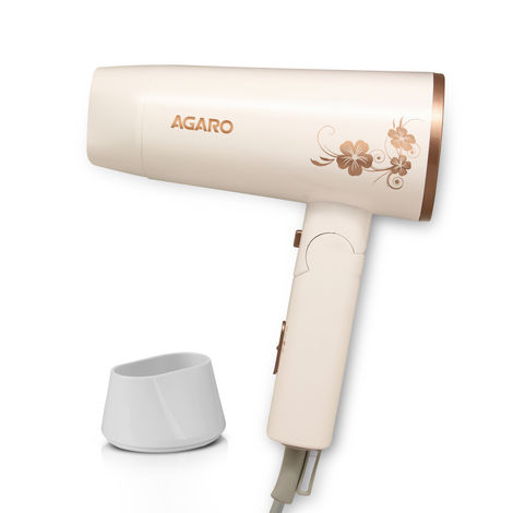 Buy AGARO HD 1217 Hair Dryer, 2 Speed 3 Temperature Settings, Cool Shot, Foldable Handle, 1800Watts, Hair Drying, Hair Styling For Men & Women , White - 1 pc-Purplle