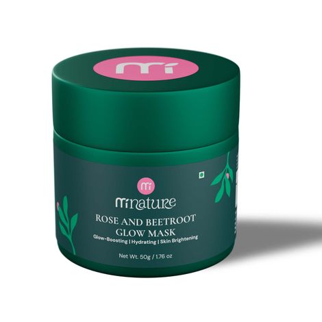 Buy MINATURE Rose & Beetroot Glow Ready-to-Use Clay Mask for Radiant, Soft, and Naturally Glowing Skin – 50 gm | With AHAs, Hyaluronic Acid, Rose, Beetroot & Licorice Extracts – Dermatologically Tested Face Mask-Purplle