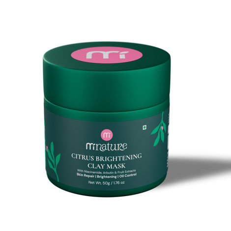Buy MINATURE Citrus Brightening Ready-to-Use Clay Mask for Refreshed, Smooth, and Naturally Radiant-Looking Skin – 50 gm | With Niacinamide, Arbutin, Hyaluronic Acid, Pea Peptide & Citrus Extracts – Dermatologically Tested Face Mask-Purplle