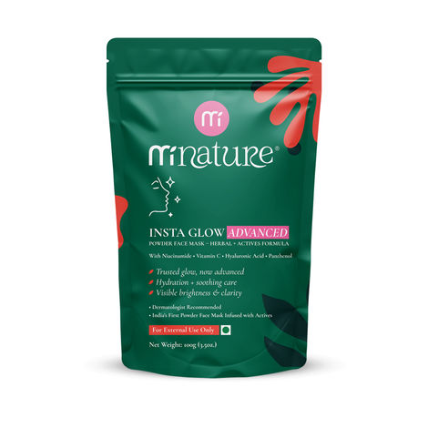 Buy MINATURE Insta Glow Advanced Powder Face Mask 100 gm| Enriched with Multani Mitti, Rose Petal, Hibiscus, Neem & Licorice | Infused with Niacinamide, Vitamin C & Hyaluronic Acid | For Smooth, Fresh & Glowing Skin | 100% Natural Herbal & Active Blend-Purplle