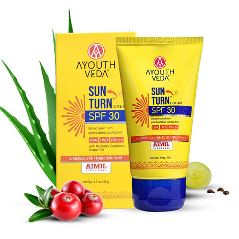 Buy Ayouthveda Sun Turn Cream SPF 30 for Turning Away Harsh Effects of Sun Net qty.- 60 gm-Purplle