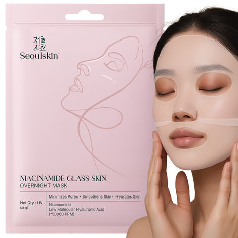 Buy SeoulSkin Niacinamide Glass Skin Overnight Mask – Korean Face Mask Sheet for Glowing Skin | 50,000 PPM Niacinamide & Hyaluronic Acid | Hydrating, Pore-Minimizing, Korean Skincare Sheet Mask (35 gm)-Purplle
