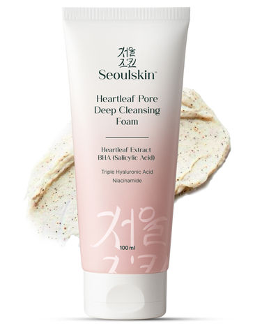 Buy SeoulSkin Heartleaf Pore Deep Cleansing Foam | Face Wash for Men and Women | Gentle Daily Face Cleanser with BHA, Niacinamide & Triple Hyaluronic Acid | Deep Pore Cleanser for Oil Control, Blackheads & Hydrated Skin | 100 ml-Purplle