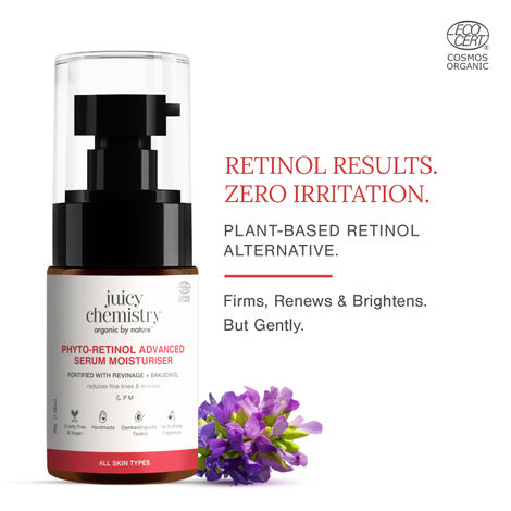 Buy Juicy Chemistry 100% Certified Organic Phyto-Retinol Advanced Serum Moisturiser, 30 gm | Anti-Ageing & Skin Renewal Cream with Bakuchiol | Reduces Wrinkles & Fine Lines | Strengthens Skin Barrier | Cruelty Free & Vegan-Purplle