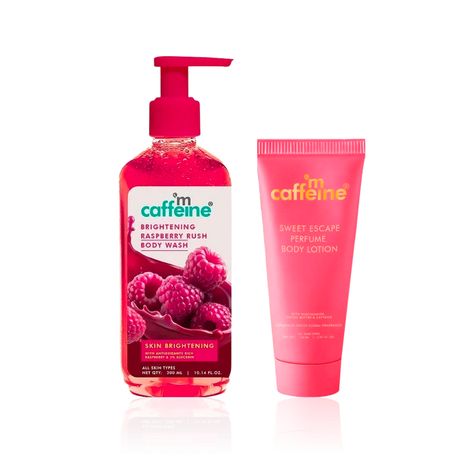 Buy mCaffeine Brightening Body Wash & Sweet Escape Lotion Combo (Raspberry Body Wash 300 ml + Sweet Escape Lotion 150 ml) Combo of 2-Purplle