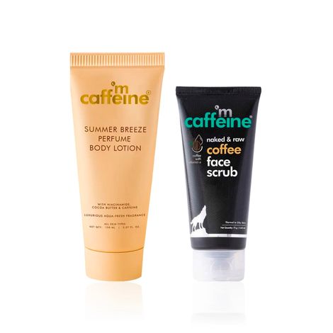 Buy mCaffeine Exfoliating and Moisturizing Duo (Summer Breeze Lotion 150 ml + Coffee Scrub 75 gm) Combo of 2-Purplle