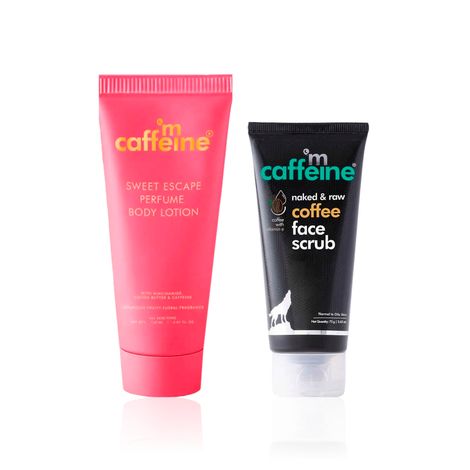 Buy mCaffeine Exfoliating and Glowing Duo (Sweet Escape Lotion 150 ml + Coffee Scrub 75 gm) Combo of 2-Purplle
