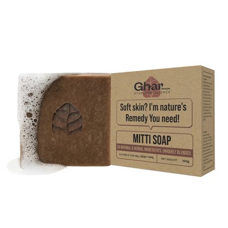 Buy Ghar Soaps Mitti Soap for Exfoliation & Soft Glowing Skin – Infused with 26 Natural Ingredients & Rajasthan Mountain Pond Mitti – Handmade Ayurvedic Skincare Bar (100 gm)-Purplle