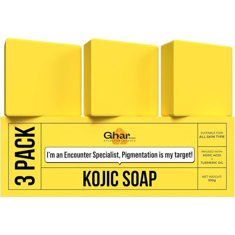 Buy GHAR SOAPS Kojic Acid 2% Soap with Niacinamide | For Pigmentation, Sun damage, Brightening Underarm & Reduces Dark Spot | Soap for Men & Women | Suitable for All Skin Types | (Pack of 3) (100 gm x 3)-Purplle