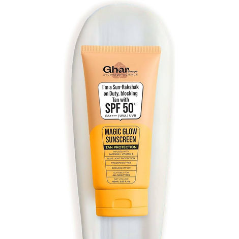 Buy Ghar Soaps Magic Glow SPF 50+ PA++++ Mineral Sunscreen | UVA/UVB & Blue Light Protection | No White Cast, Non-Greasy (60 gm, Pack of 1)-Purplle