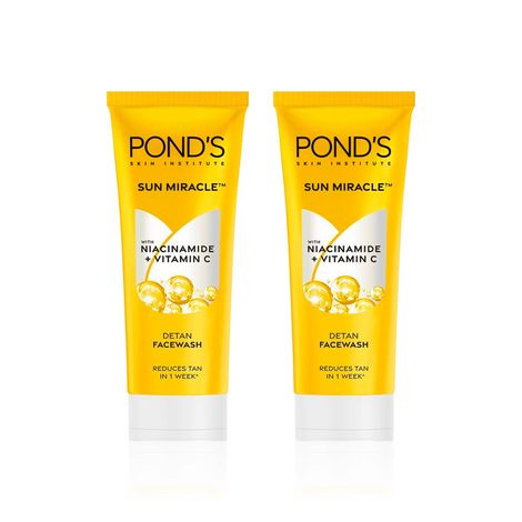 Buy Ponds DeTan Facewash | With Niacinamide & Vitamin C | Reduces Tan in 7 Days | For All Skin Types | 100 gm – Pack of 2-Purplle
